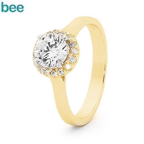 Image of Bee Jewelry 9 kt guld Fingerring blank, model 25521-CZ